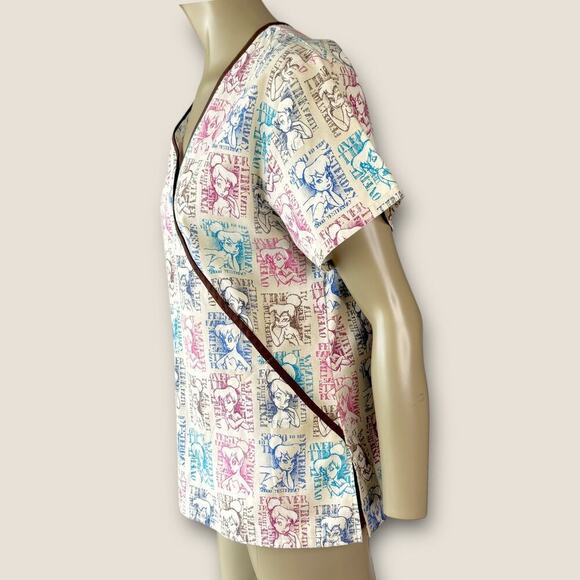 Disney Short Sleeve Medical Scrub Top Nurse Tinker Bell Women Size M Multicolor - Picture 3 of 11